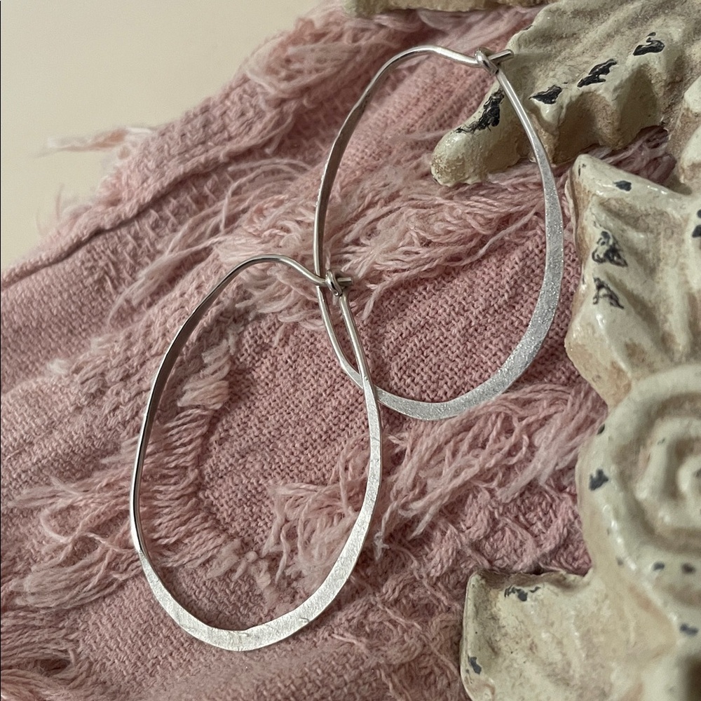 Elegant 2” 925 Silver Hoop Earrings w/easy hook close